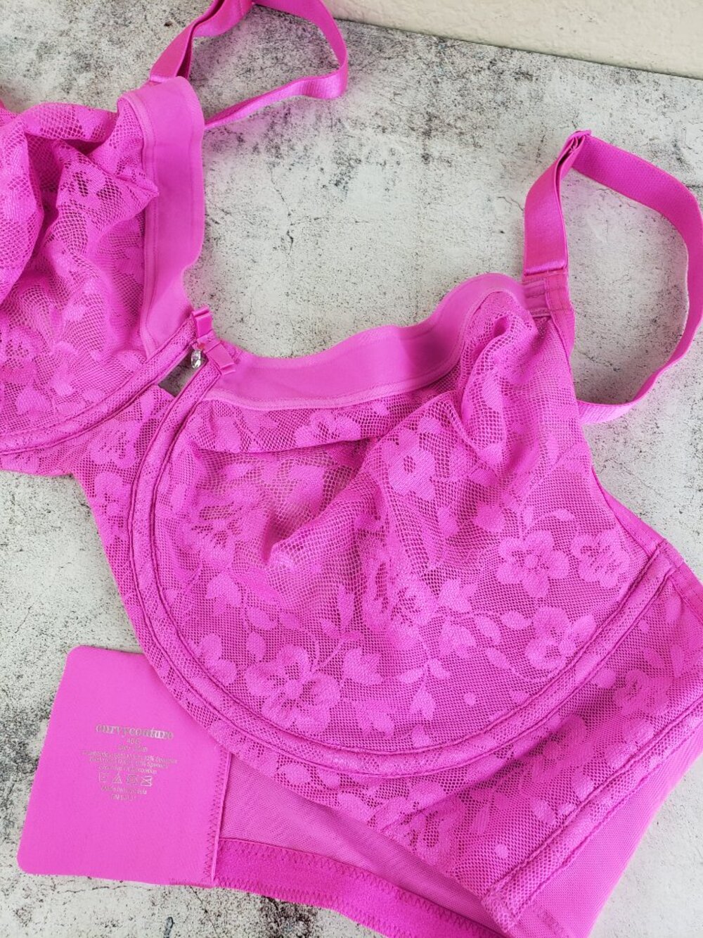 Curvy Couture FLIRT No Show Lace Unlined Underwire Bra Pink size 40G T-Shirt Bra - Picture 9 of 11